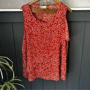 AVA & VIV  Red Cream Sleeveless Blouse 3X‎